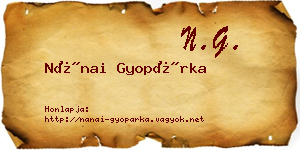 Nánai Gyopárka névjegykártya